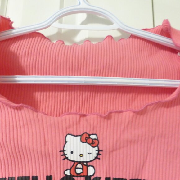 HELLO KITTY x SHEIN pink graphic print long sleeve crop top - Picture 3 of 6